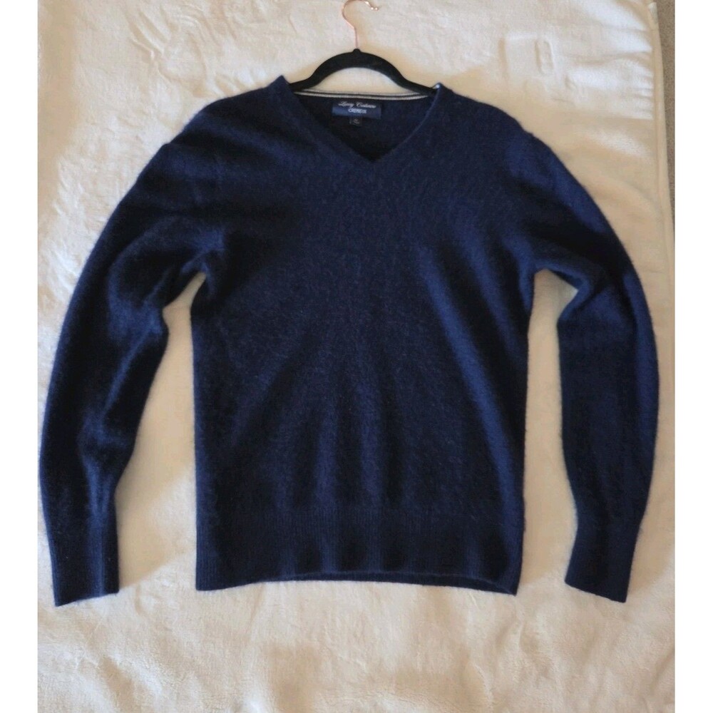 Luxury Cashmere Blue 100% Cashmere V-Neck Pullover Sweater Size M